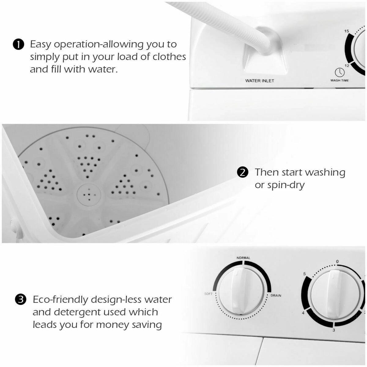 Gymax Compact Portable Washing Machine Twin Tub 20 lbs Washer Spinner Home Dorm