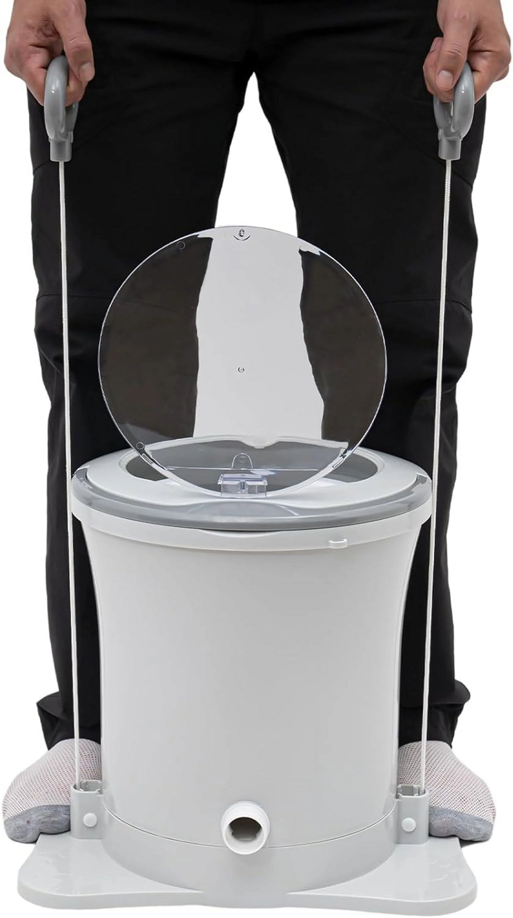 Portable Foot Operated Dryer, Mini Manual Dryer Machine, Portable Single Tub Dryer Machine, Hand-operated Mini Compact Spin Dryer, 2.4Gal Manual Draw Cord Dryer (Dryer(2.4gal White))