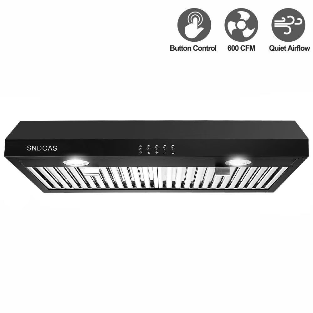 SNDOAS New 30 inch Kitchen Stainless Range Hood 3-Speed Under Cabinet Exhaust Vent with Filter 120V