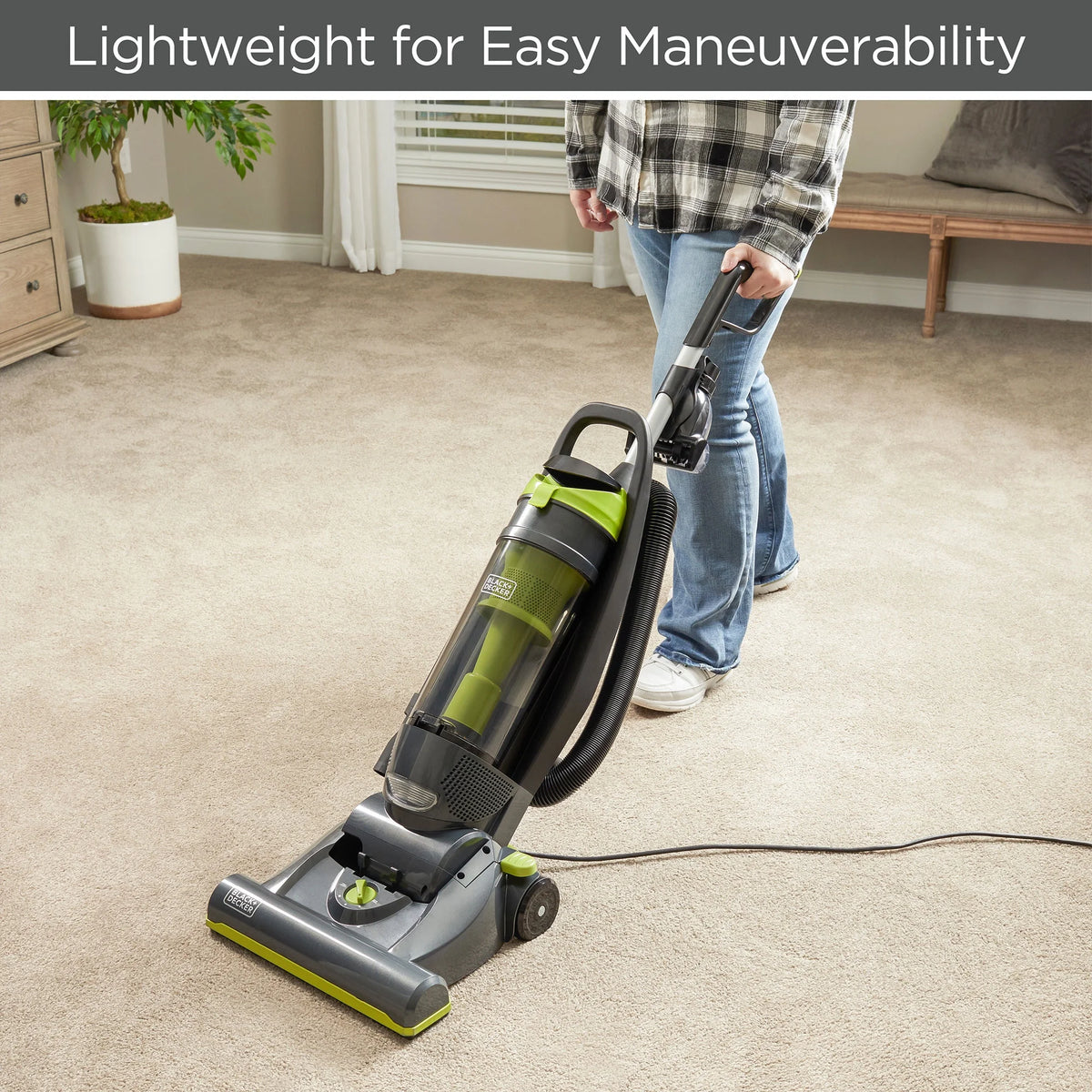 Black and Decker BDURV309 Upright Corded Bagless Vacuum Cleaner, Gray/Green
