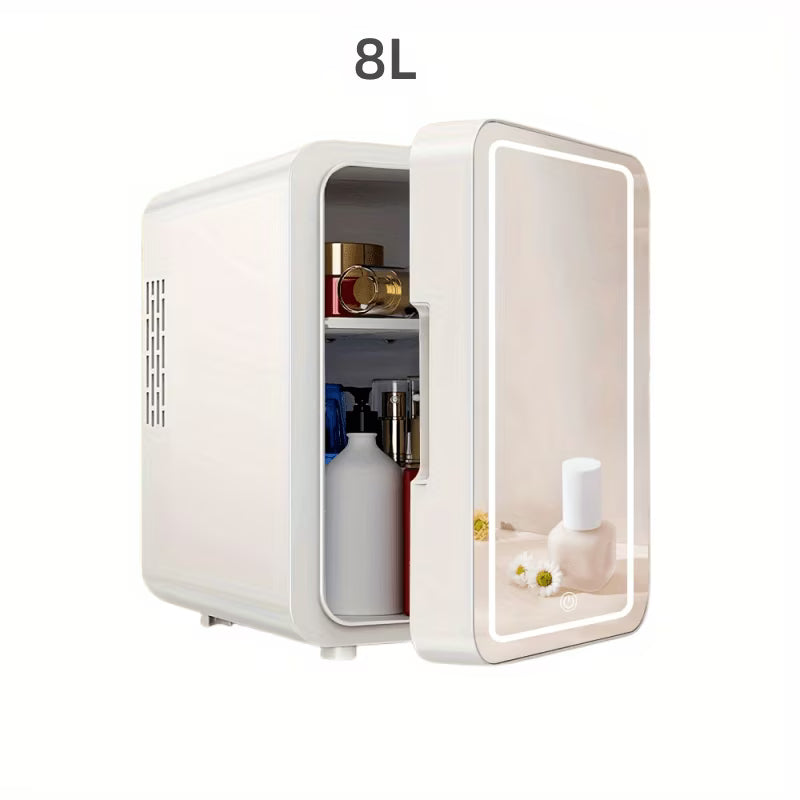 Mini Fridge with LED Lights - 1.06/2.11Gal Portable Beauty Fridge for Cosmetics, Skincare & Medicine - Compact Cooler & Warmer for Home, Travel, Dorm - Space-Saving Gift Idea
