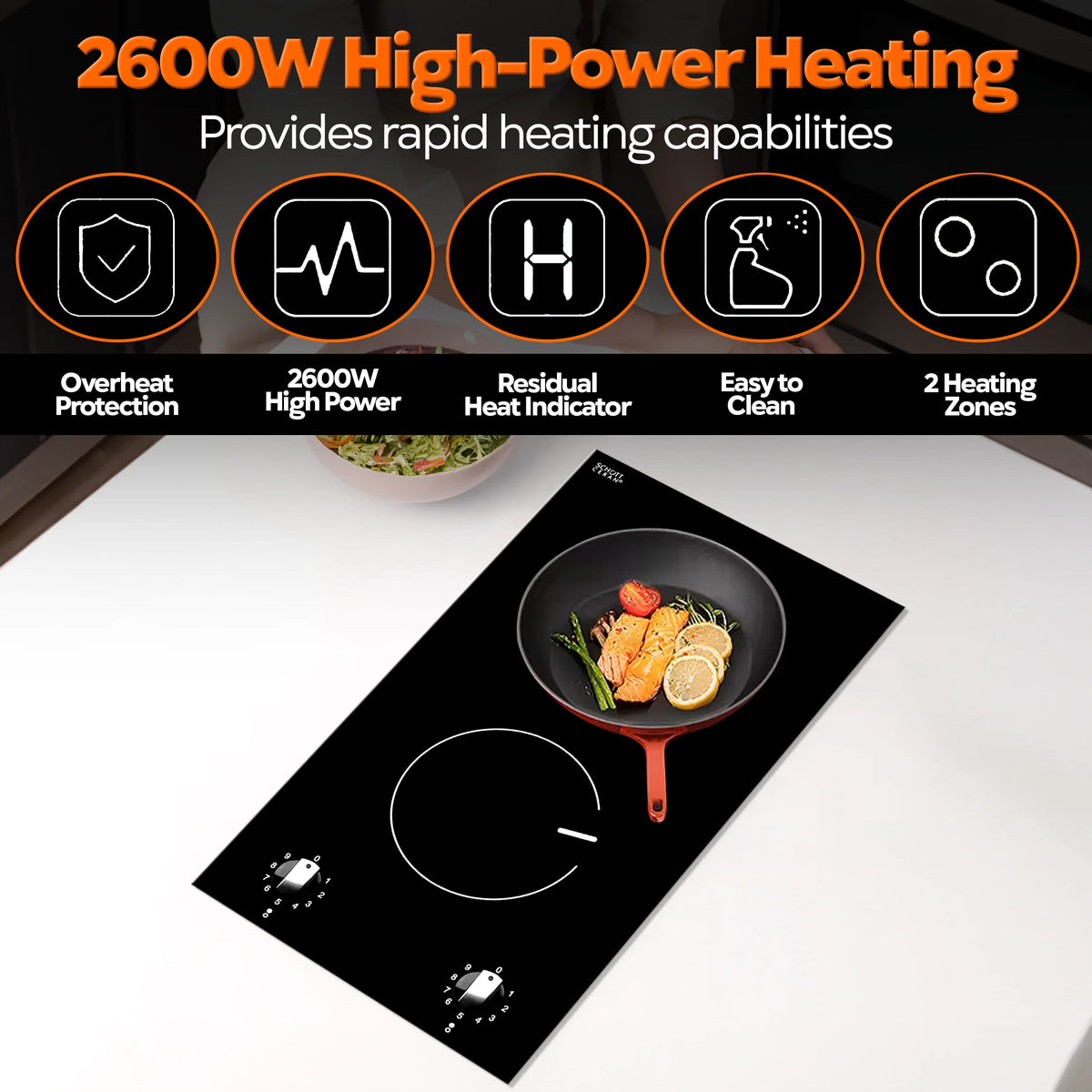 Ramblewood 2 Burner Electric Cooktop, EC2-27, 110V, UL rated German EGO burner.