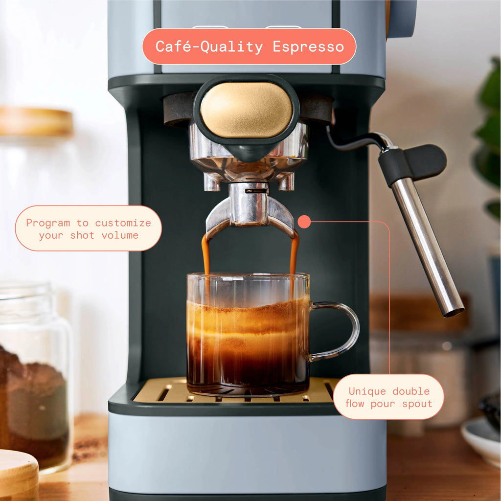 Beautiful Slim Espresso Machine with 20-Bar Pressure, Black Sesame by Drew Barrymore