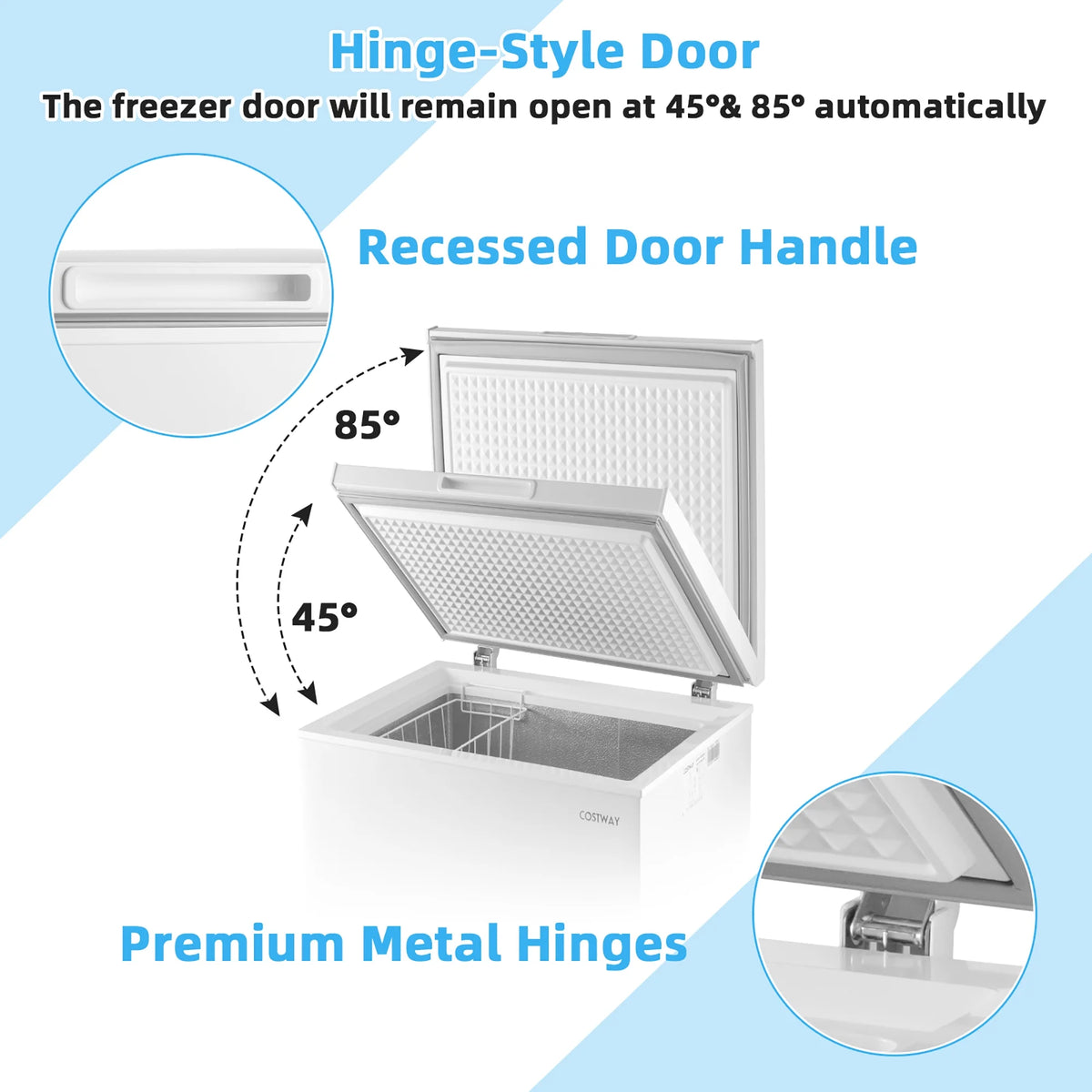 Costway 3.5 Cubic Feet Removable Storage Basket Chest Freezer