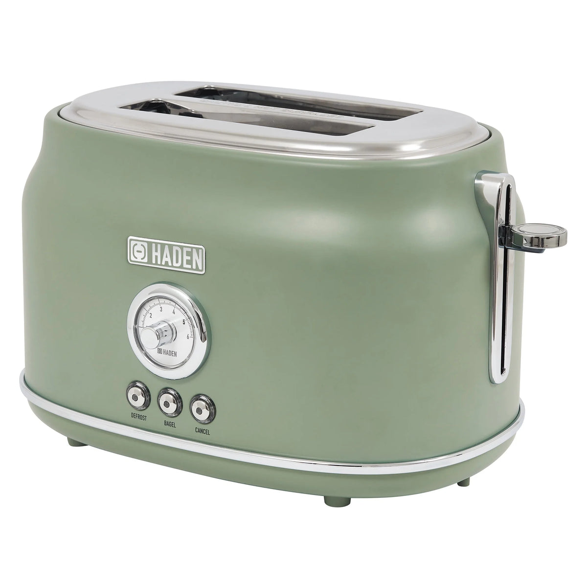 Haden Dorset 2 Slice Wide Slot Stainless Steel Toaster, Cedar Green/Chrome
