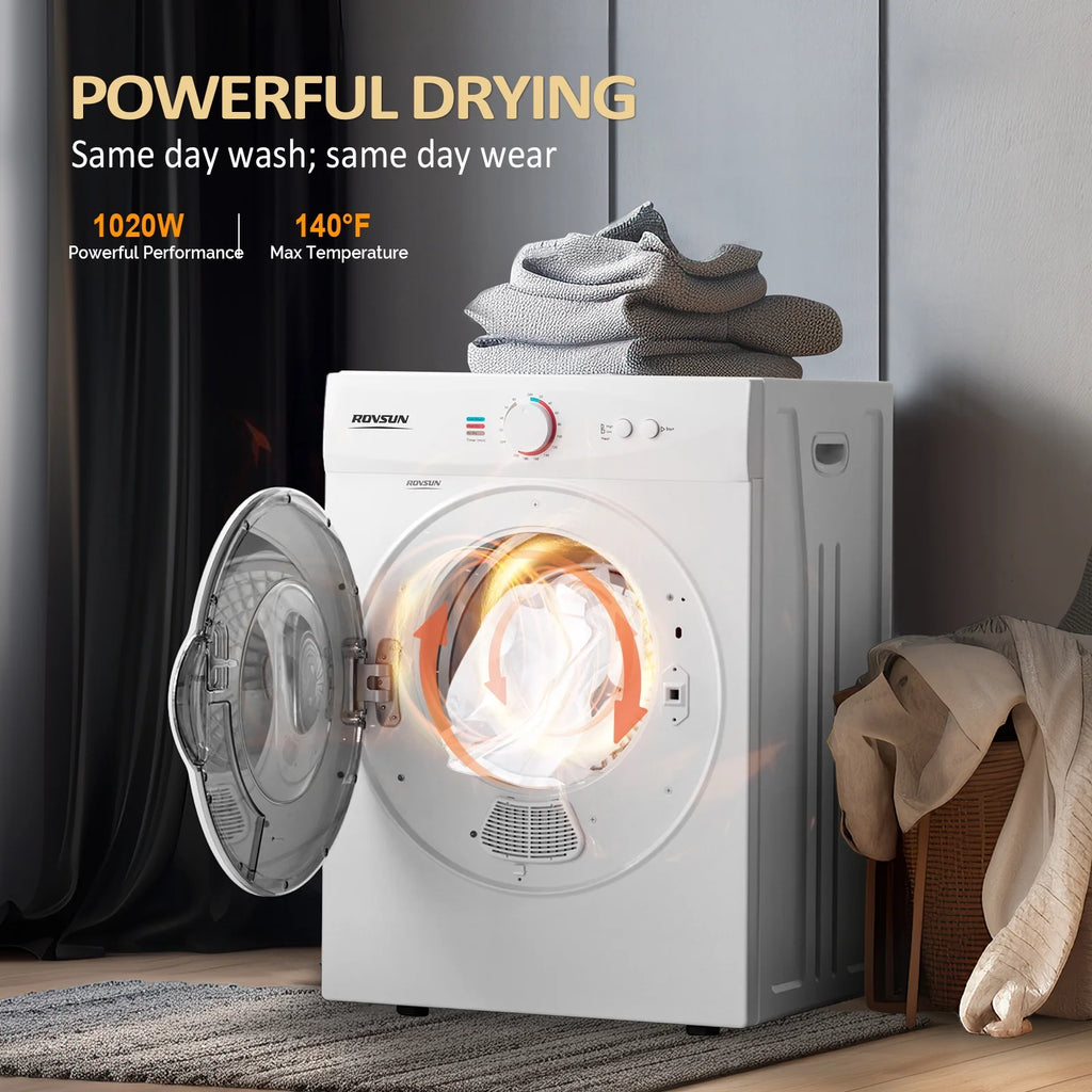 VINGLI 1.8 Cu.Ft Portable Clothes Dryer, Front Load Dryer Machine, Compact Laundry Dryer with Stainless Steel Tub for Apartment, Home, Dorm