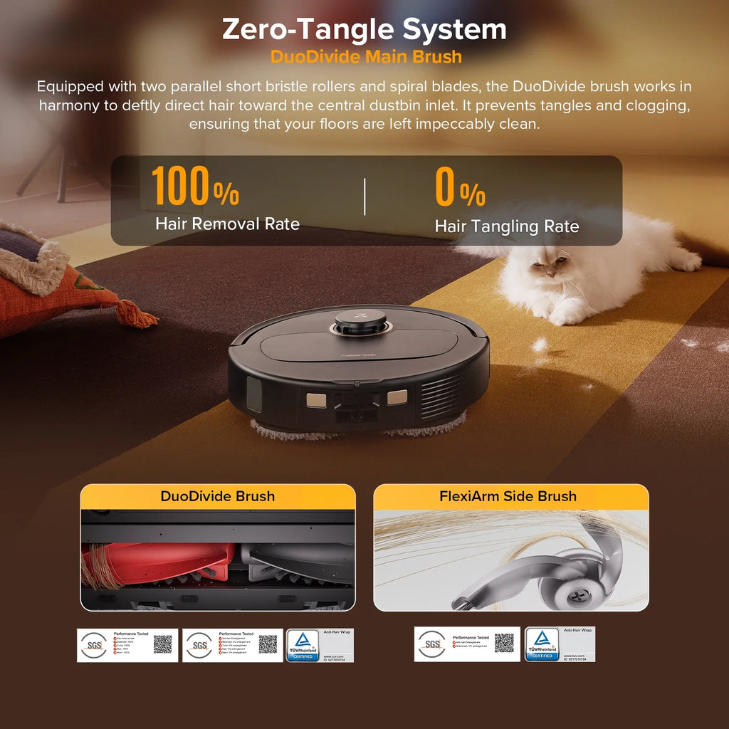 Roborock Qrevo S5V Robot Vacuum and Mop, 12000Pa Suction,  FlexiArm Edge Mopping, Auto Mop Washing&Drying, Self-Emptying, Dual Zero-Tangle System, Smart Obstacle Avoidance, 10mm Mop Lifting