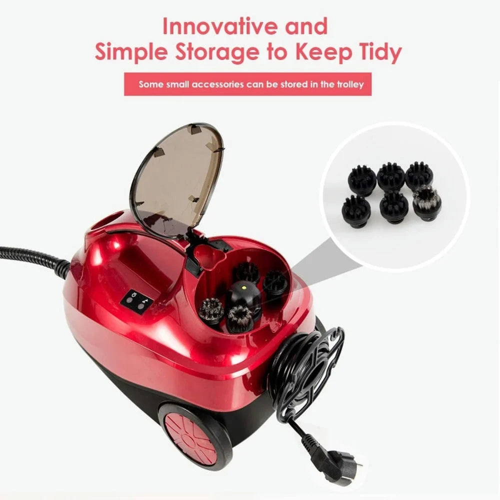 Canddidliike 2000W Steam Cleaner with Large Tank, Heavy Duty Multi-purpose Steam Cleaner Mop with Detachable Handheld Unit, Steam Cleaner with 19 Different Accessories for Indoor, Red
