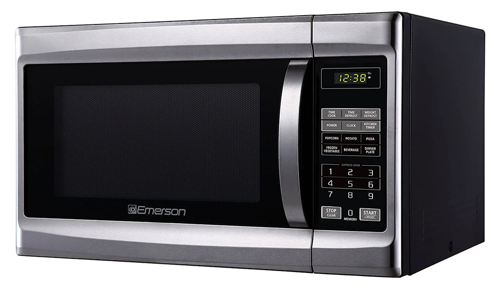 Emerson 1.3 Cu Ft 1000 Watt, Touch Control Microwave Oven, Stainless Steel/Black, MW1338SB