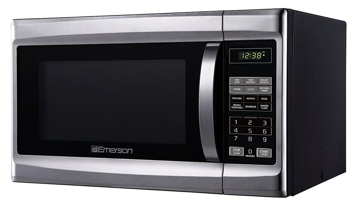Emerson 1.3 Cu Ft 1000 Watt, Touch Control Microwave Oven, Stainless Steel/Black, MW1338SB