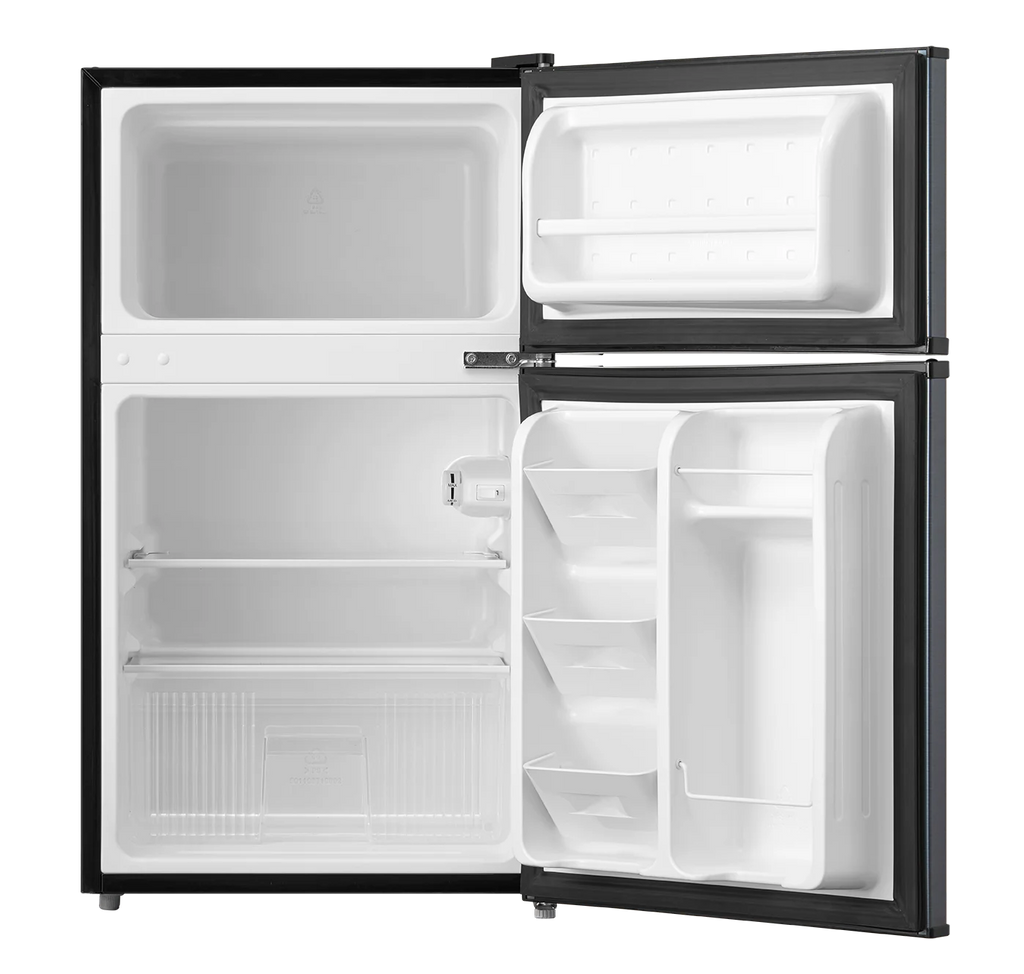 Arctic King 3.2 Cu ft Two Door Mini Fridge with Freezer, Stainless Steel, E-Star