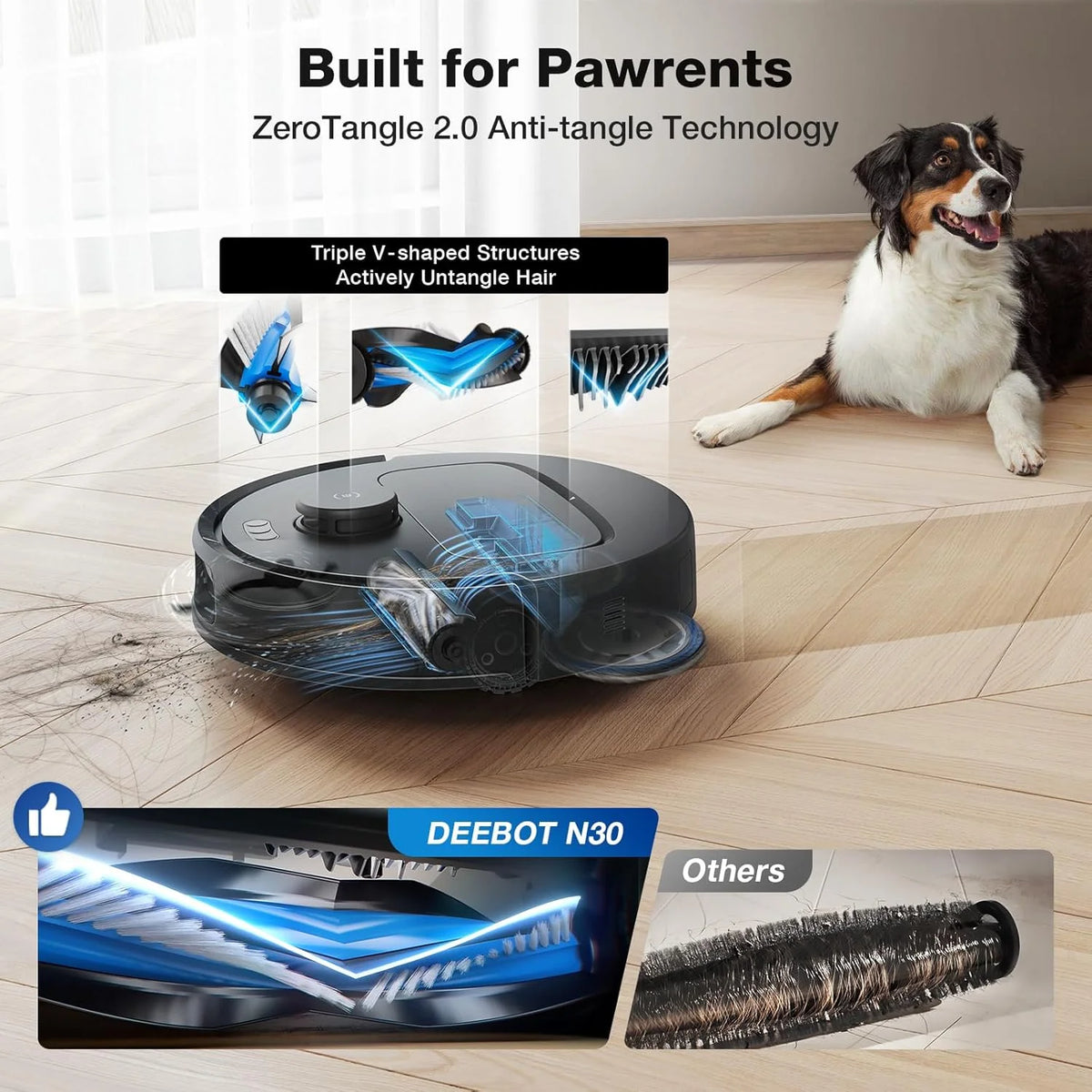 ECOVACS DEEBOT N30 Omni Robot Vacuum & Mop, 10000Pa Suction, TruEdge Mopping, ZeroTangle 2.0 Technology