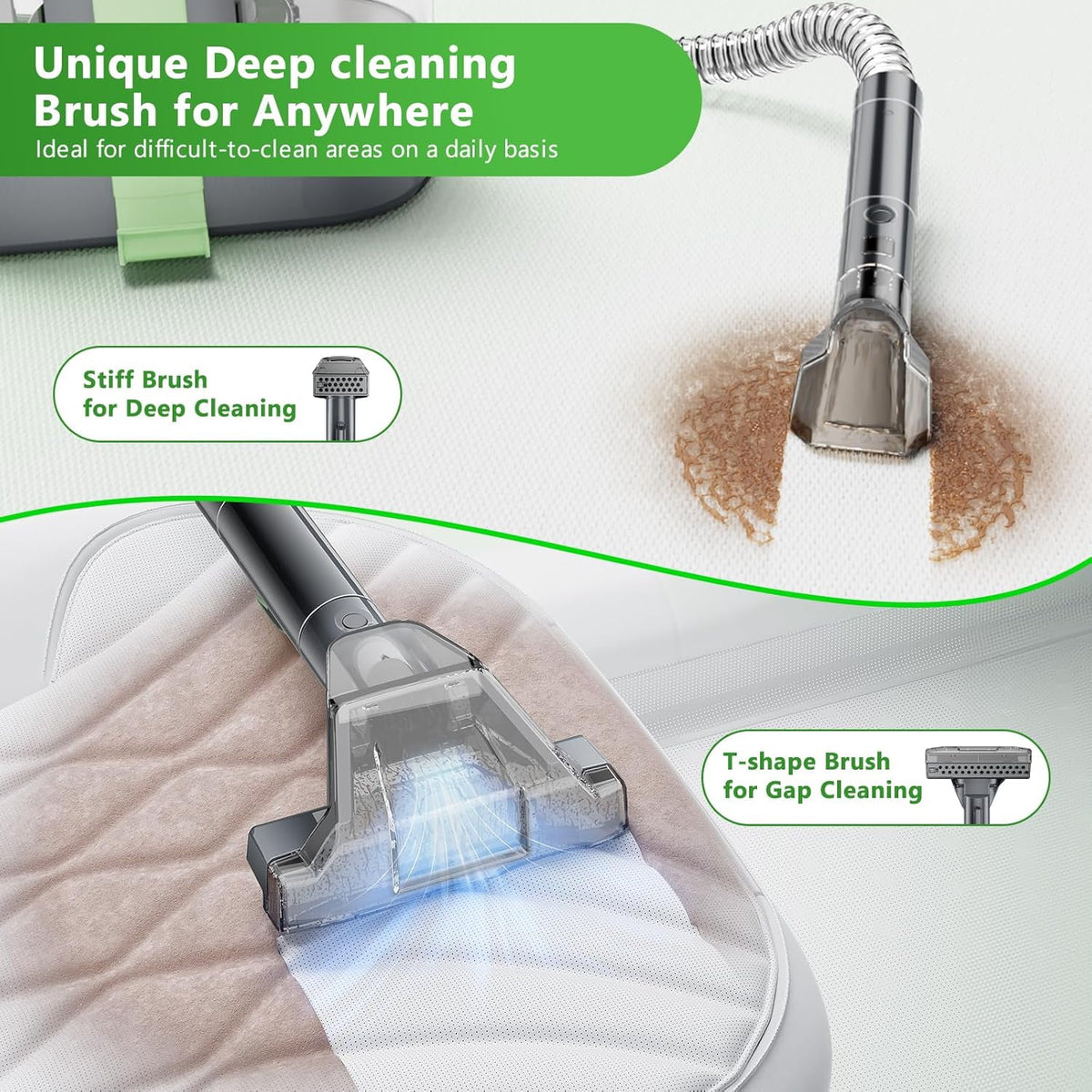Carpet Cleaner Machine, 18 K pa Portable Carpet Spot and Upholstery Cleaner, 500 W Powerful Suction Deep Couch Cleaner Machine with Handle for Pet Stains, Sofa, Car Seat, Furniture