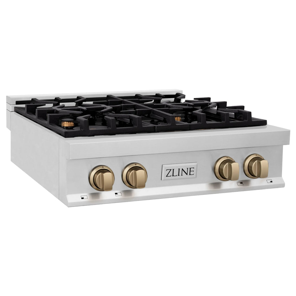 ZLINE 30 in. Autograph Edition Rangetop in DuraSnow Stainless Steel with Matte Black Accents (RTSZ-30-MB)