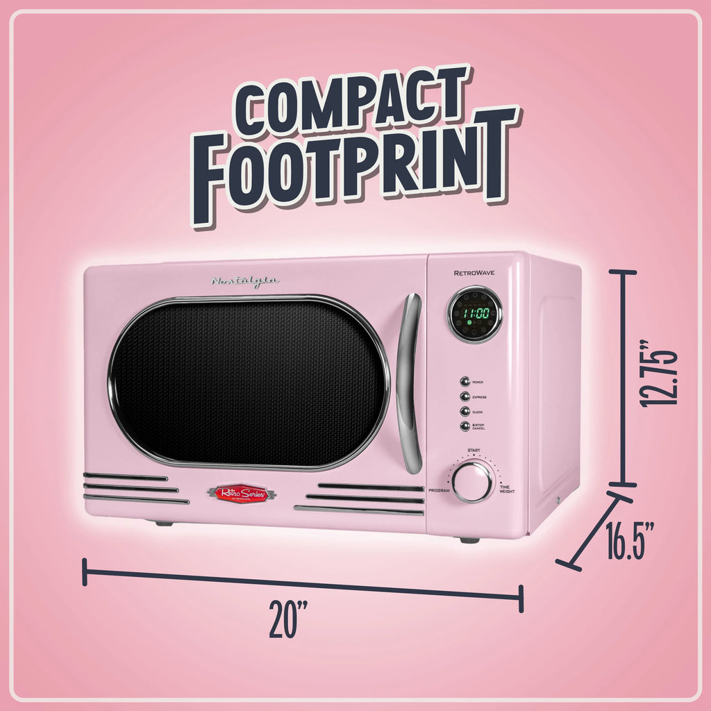 Nostalgia Retro Countertop Microwave Oven - Large 1000-Watt - 1.1 cu ft - 12 Pre-Programmed Cooking Settings - Digital Clock - Kitchen Appliances - Black