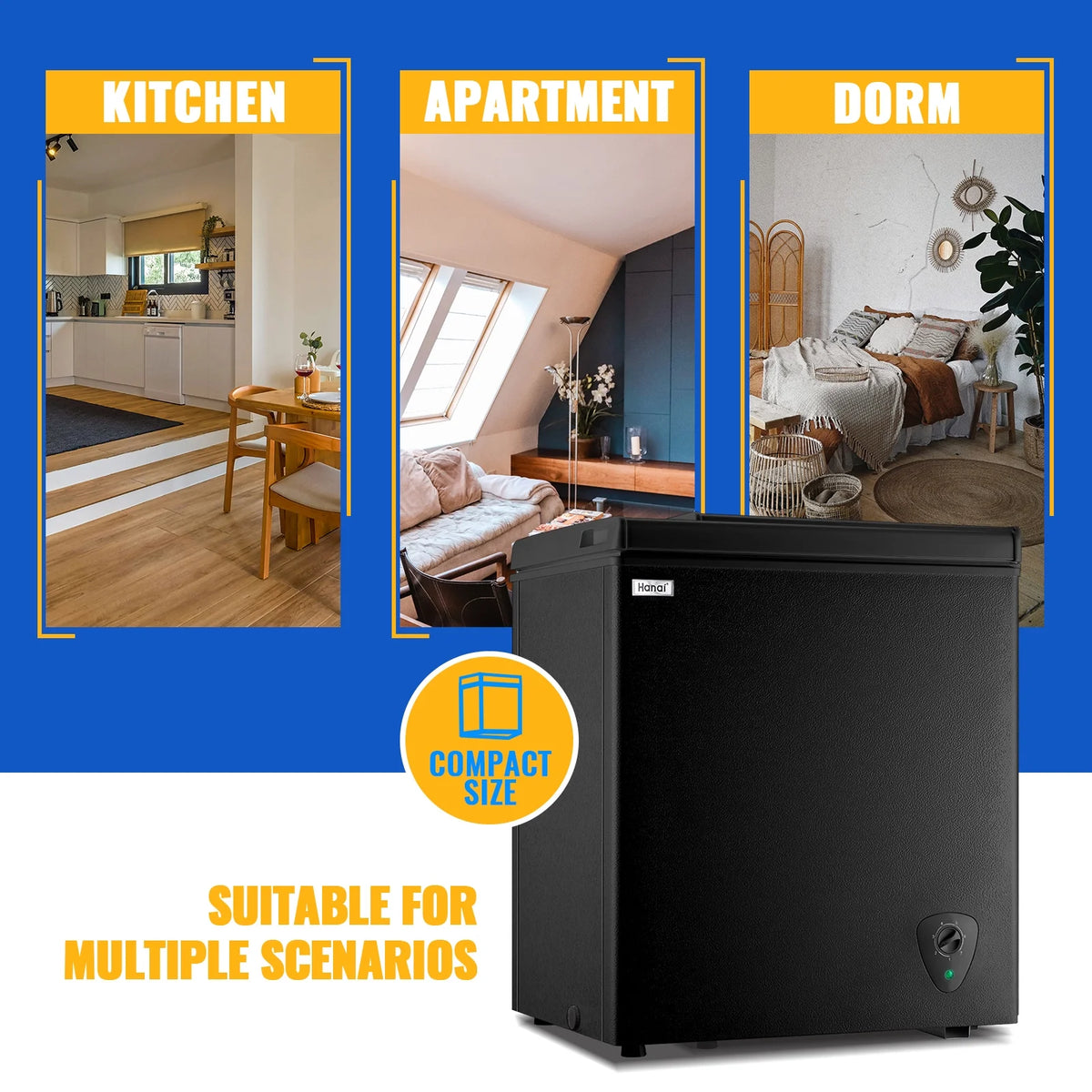 WANAI 5.0 Cu.ft Compact Freezer, Fast Cooling, Top Door Design, Energy-Efficient Deep Freezer White