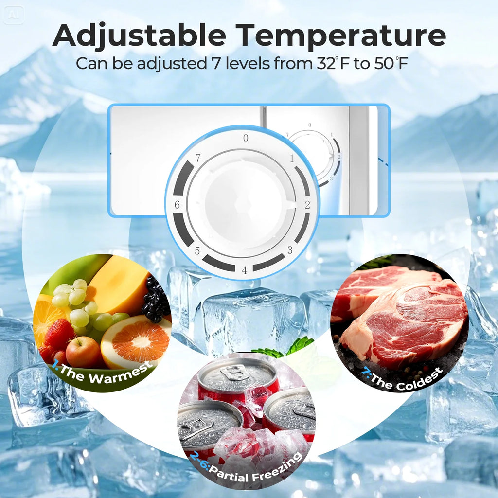 WAA 1.6 Cu.Ft Compact Refrigerator Mini Fridge Glass Door
