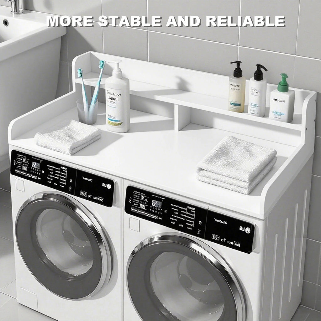S-HOME Large Space 2-Tier Washer and Dryer Countertop with 2.75 Inch H Guard, 54 Inch W x 27.5 Inch D Topper for Laundry Room