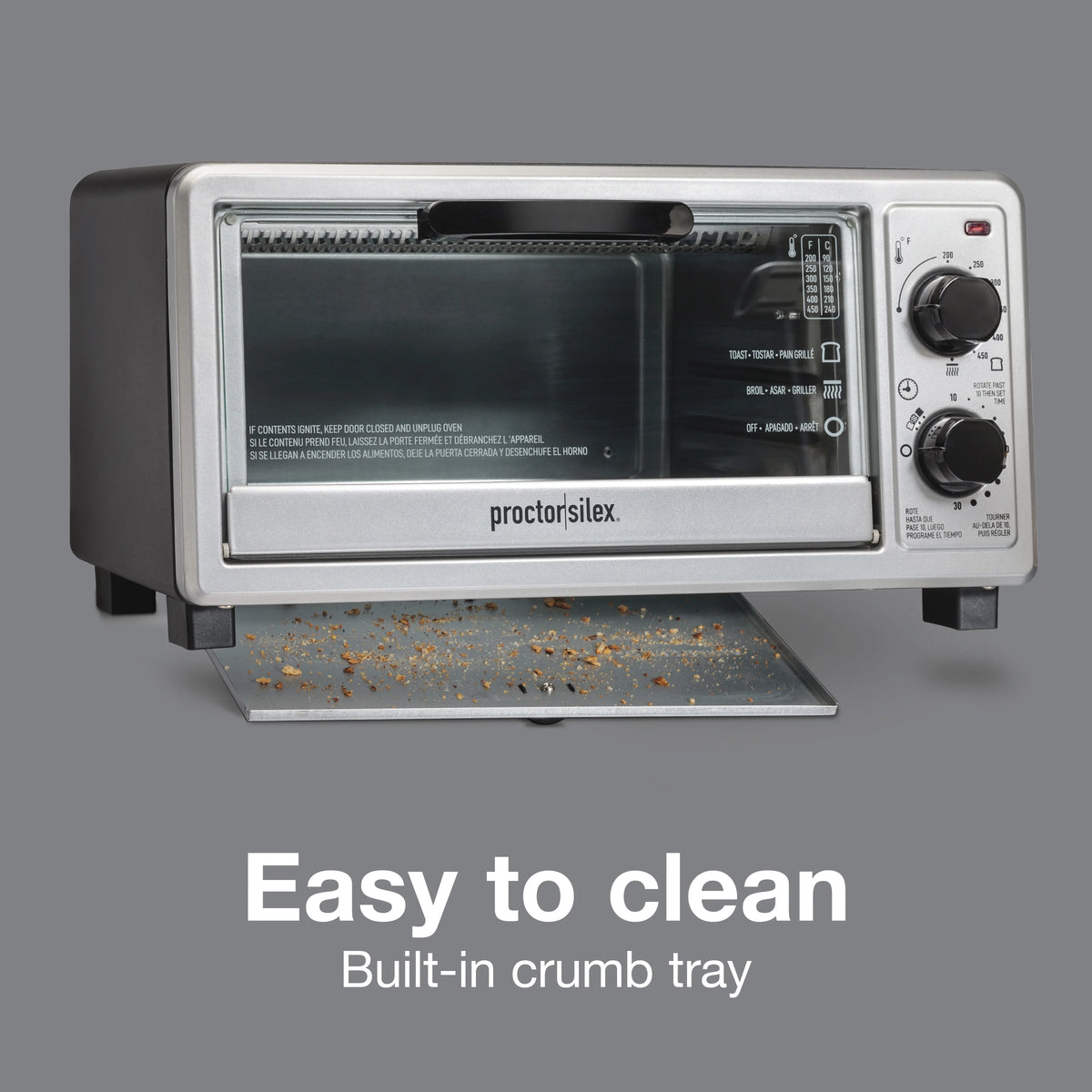 Proctor Silex 4 Slice Countertop Toaster Oven Broiler, Black and Silver
