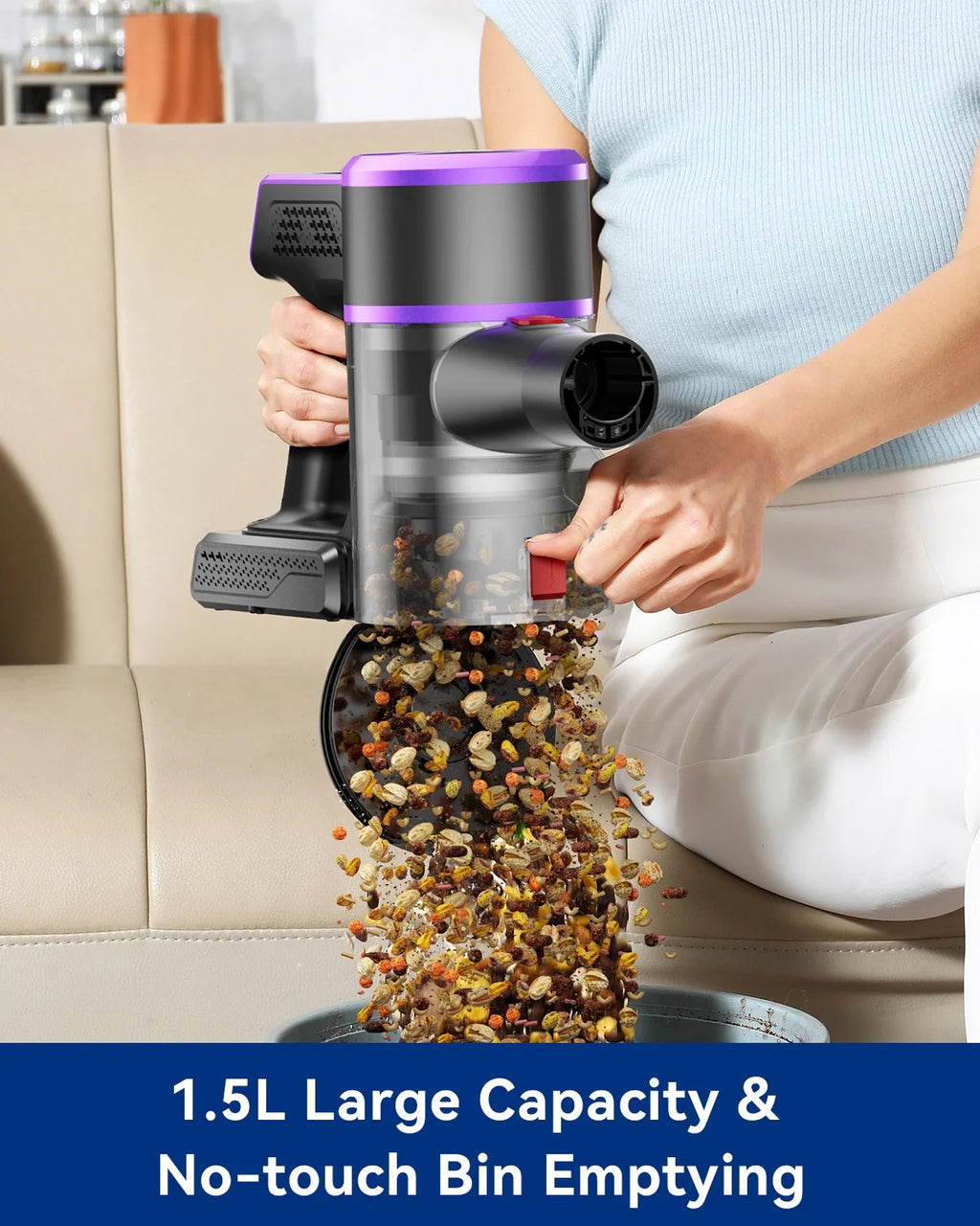 ARFUEE Cordless Vacuum Cleaner, 40KPa/55Mins Lightweight Stick Vacuum, LED Display/1.5L Cup for Pet Hair Carpet Hard Floor Home