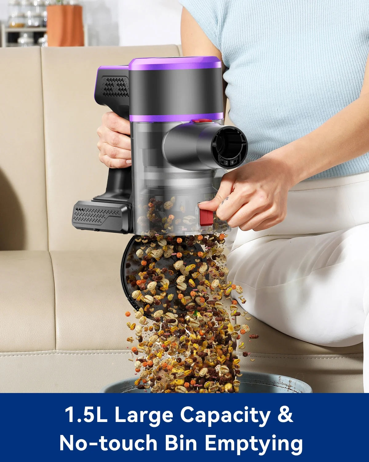 ARFUEE Cordless Vacuum Cleaner, 40KPa/55Mins Lightweight Stick Vacuum, LED Display/1.5L Cup for Pet Hair Carpet Hard Floor Home