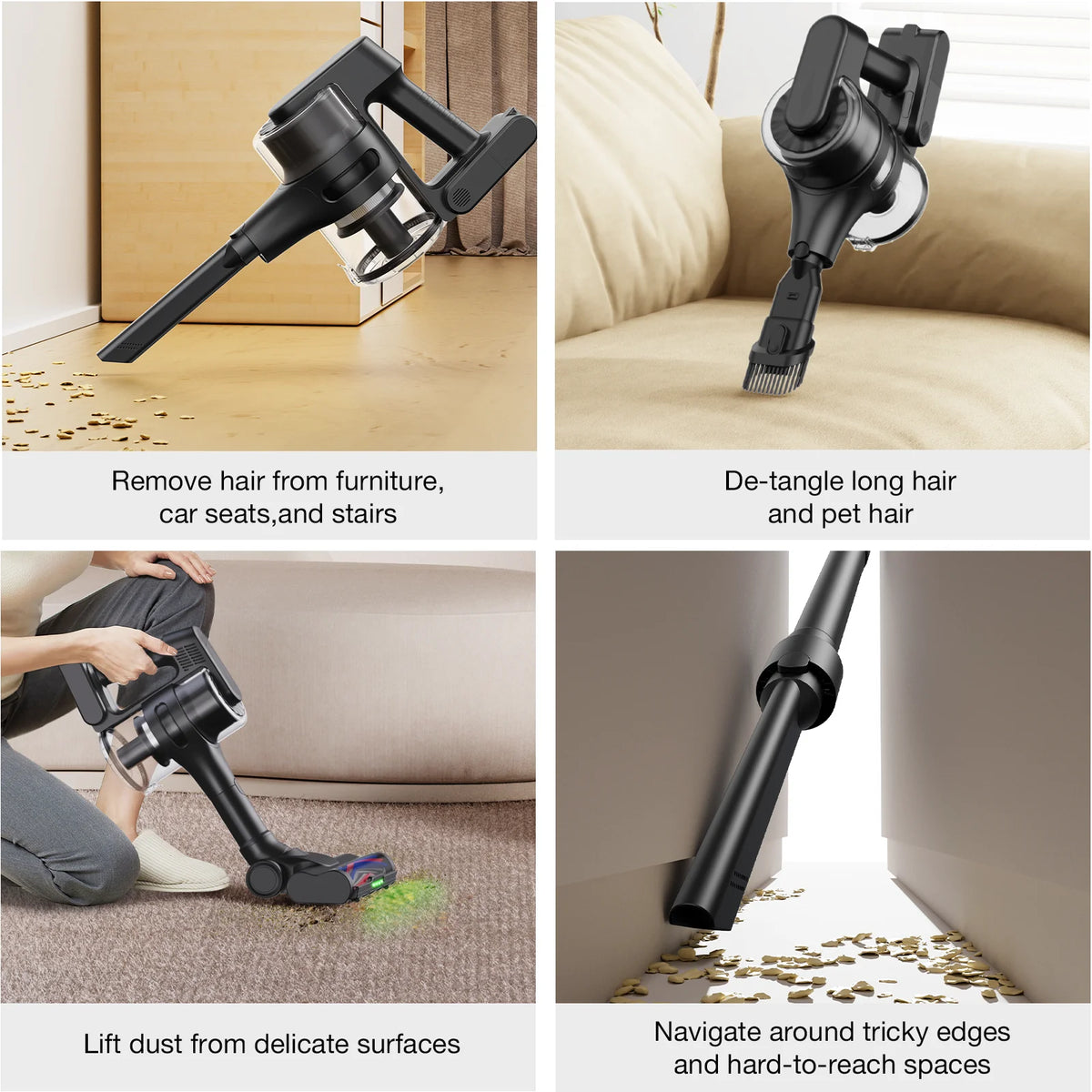 MOOSOO Cordless Vacuum with Brushless Motor, 60 mins max runtime, Stick Vacuum for Hard Floor Carpet Pet Hair