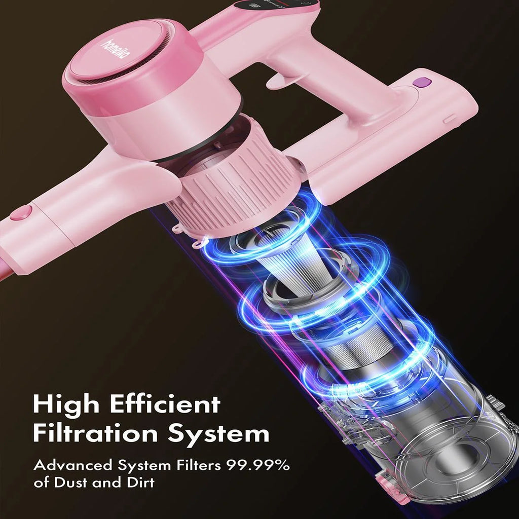 Homeika Cordless Vacuum Cleaner, 300W 23KPa Powerful Suction Vacuum with LED Display, 3 Suction, 48mins Runtime, Lightweight Stick Cleaner with Sofa Brush for Hard Floor/Carpet/Pet Hair/Car, Black