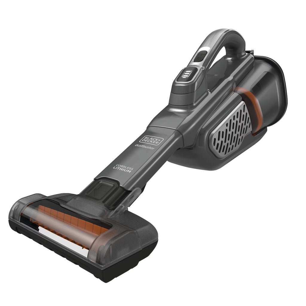 BLACK+DECKER Dustbuster AdvancedClean+ 12V Lithium Cordless Handheld Vacuum with Powered Pet Head for carpet and upholstery, HHVK320JZ01