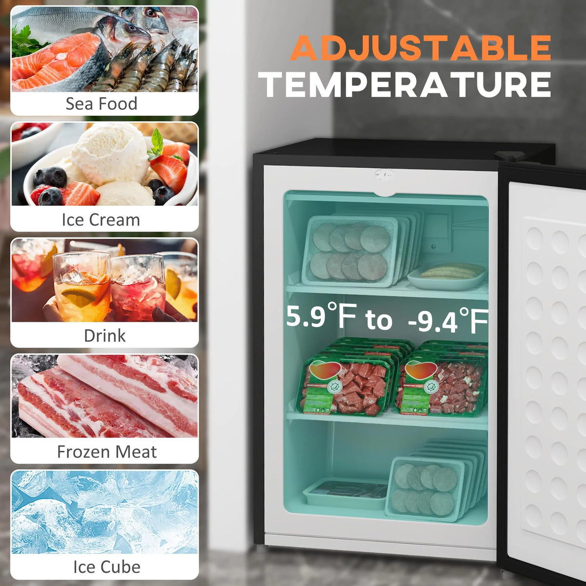 Resenkos Upright Freezer, 3 Cu Ft Small Freezer with Reversible Single Door, Smart Thermostat Control, Apartment, Silver