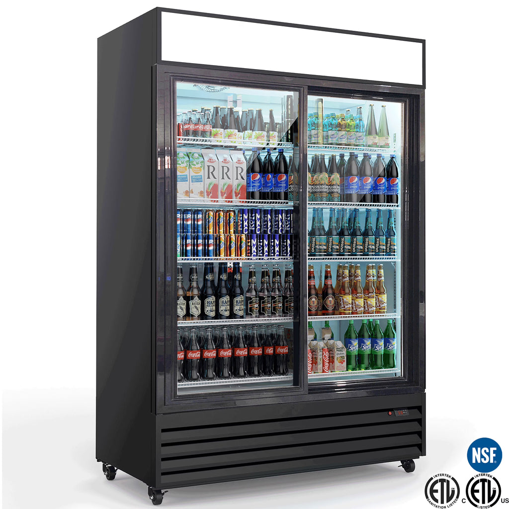 NSF 44 in. Refrigeration Double SLIDING Door Cooler 34.7 Cu.Ft. Sliding Door Refrigerator