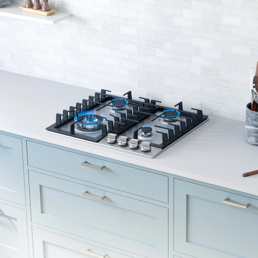 Rangaire RCG241S 24" Gas Cooktop - Stainless Steel, Sealed Burners, Cast Iron Grates, Die Cast Metal Burner Controls