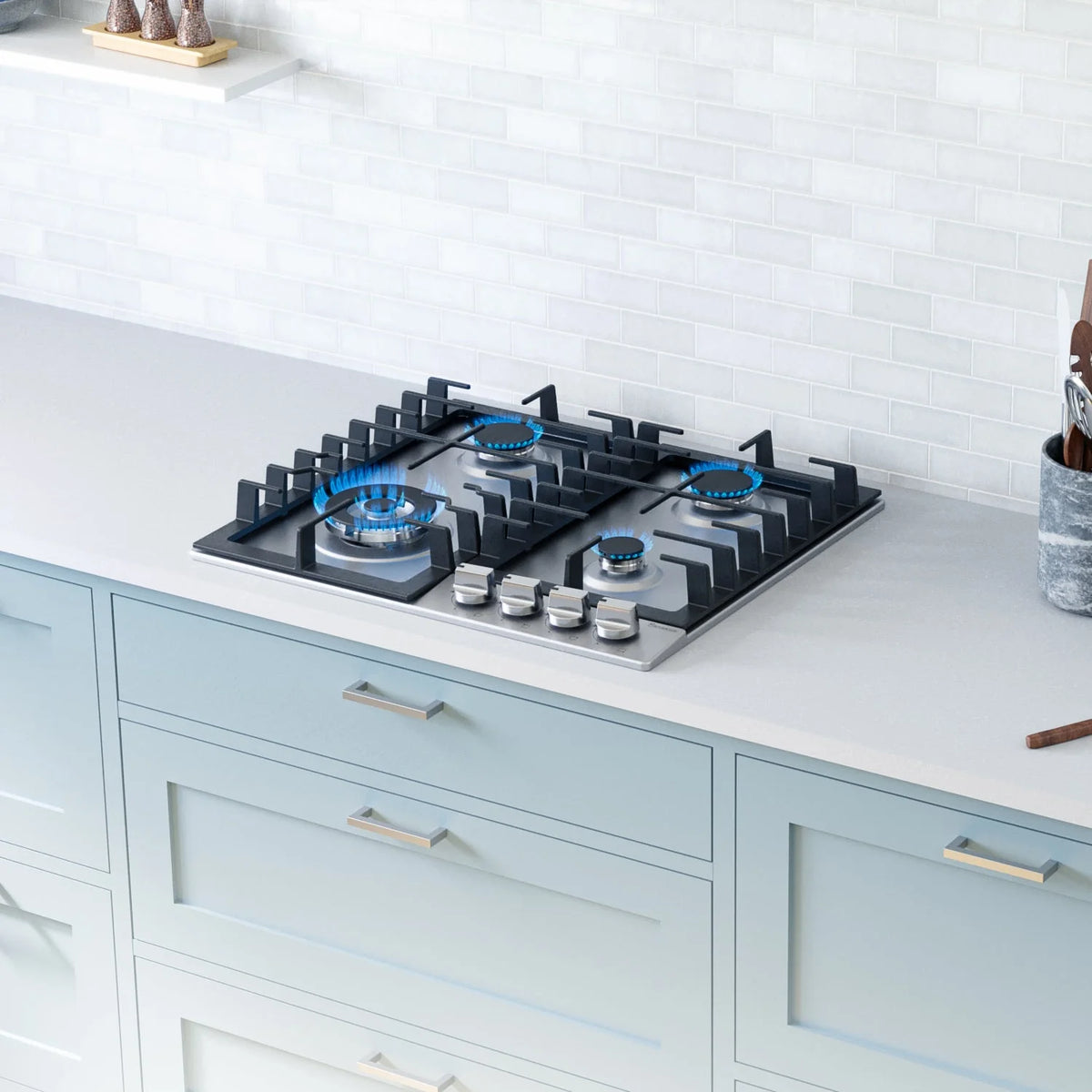 Rangaire RCG241S 24" Gas Cooktop - Stainless Steel, Sealed Burners, Cast Iron Grates, Die Cast Metal Burner Controls