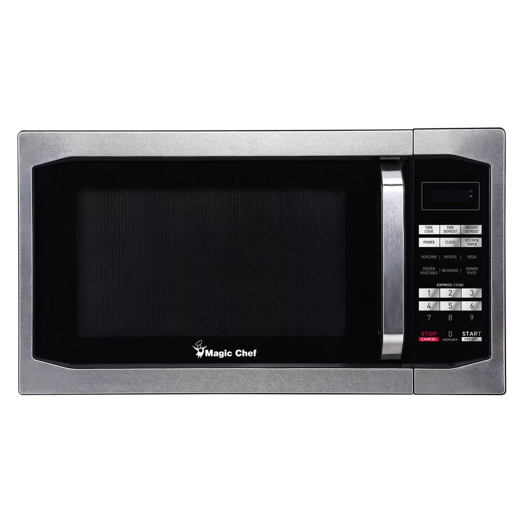 Magic Chef 1.6 Cu. ft. 1100W Countertop Microwave Oven with Push-Button Door in Black, New