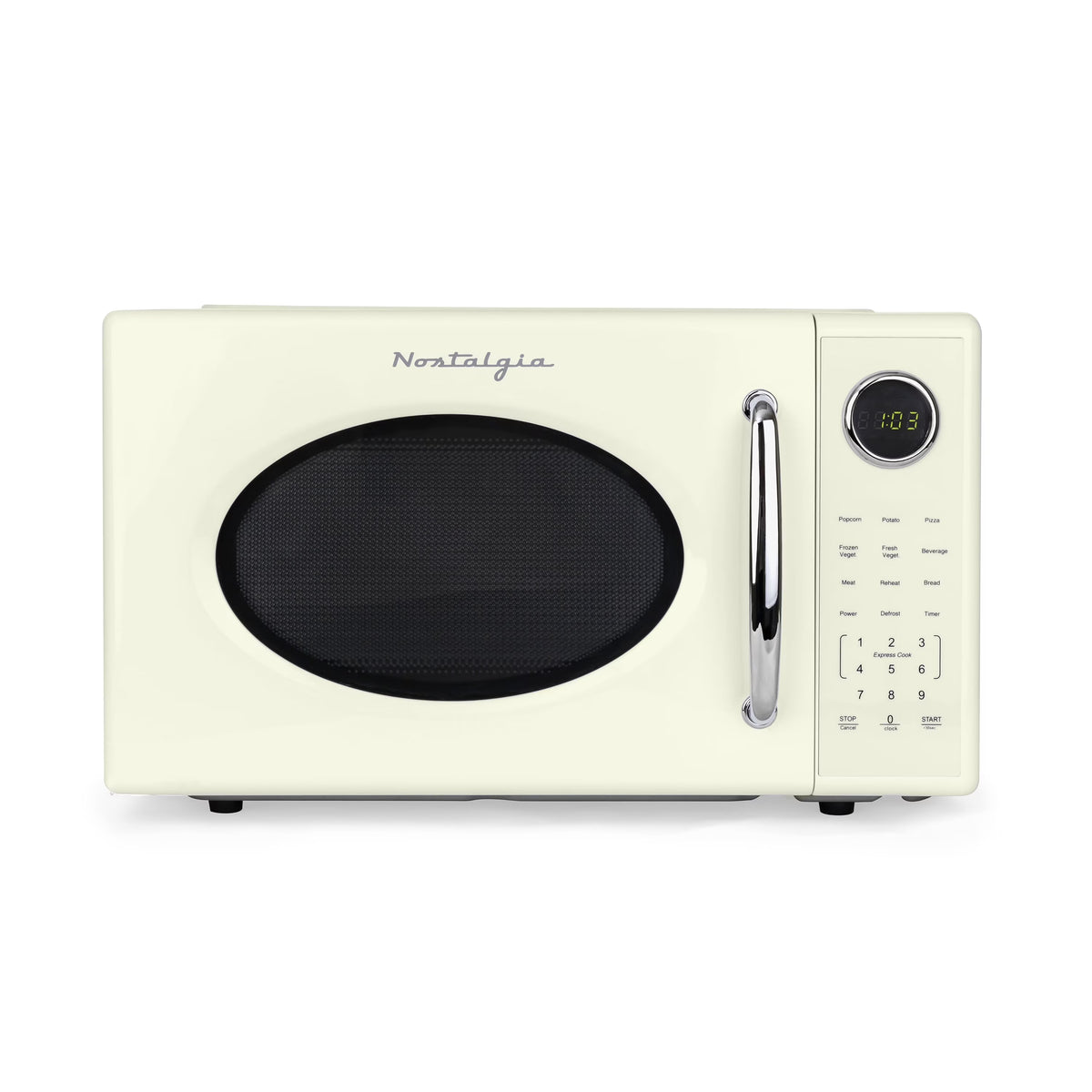 Nostalgia Retro Microwave Oven - 1.1 Cu Ft & 1000-Watt Countertop Size with Glass Turntable, Child Safety Lock, 8 Auto-Cook Programs & Digital Clock - Black