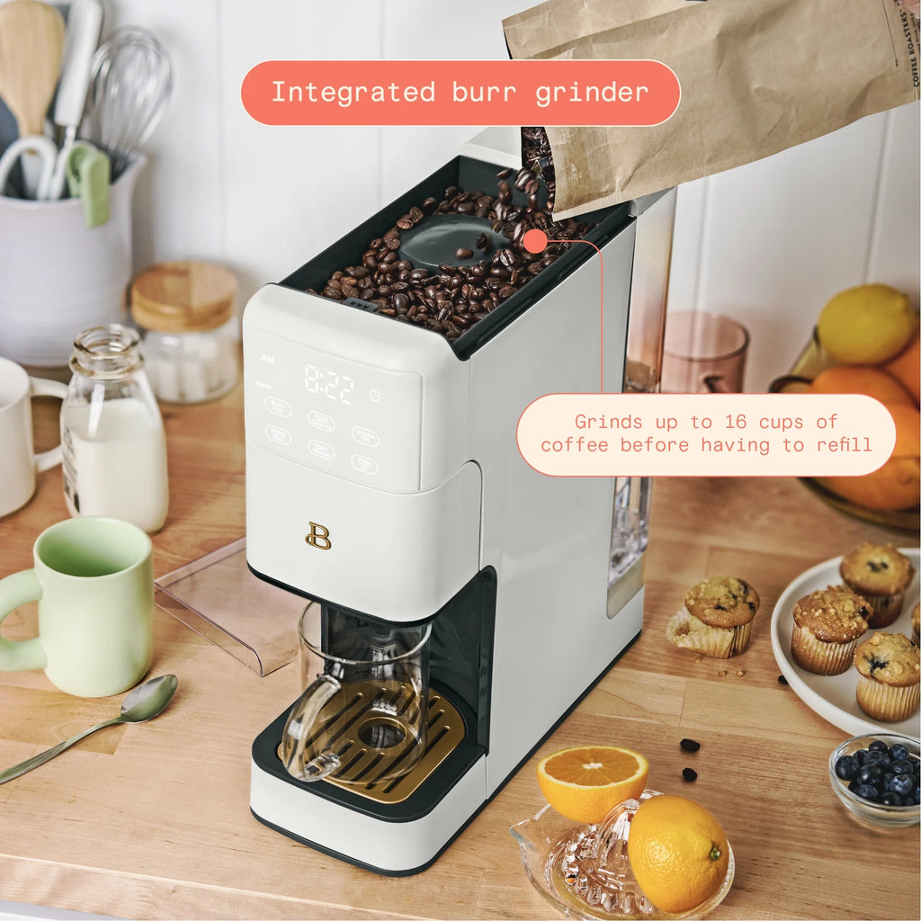 Beautiful Perfect Grind�?Programmable Single Serve Coffee Maker, White Icing by Drew Barrymore