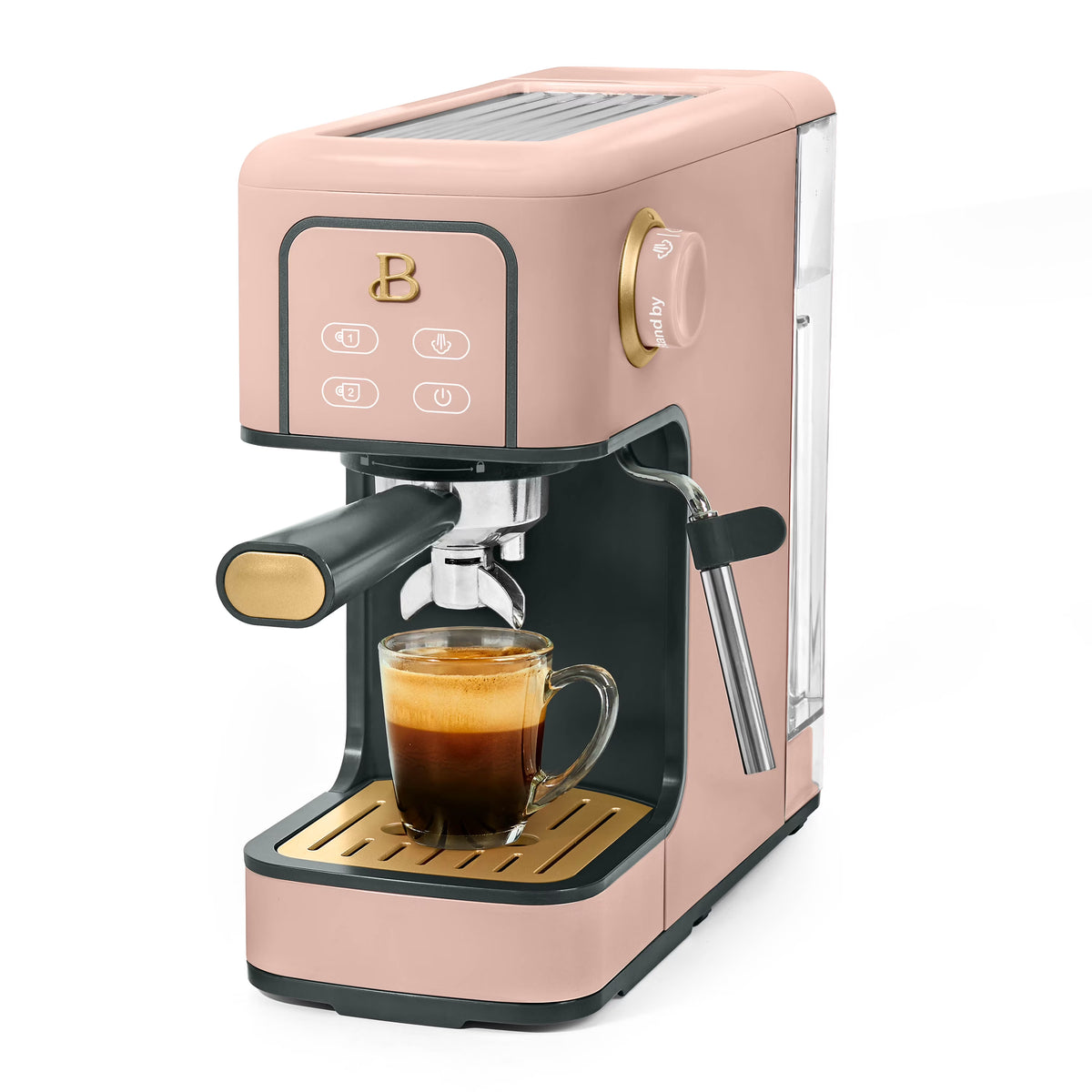 Beautiful Slim Espresso Machine with 20-Bar Pressure, Black Sesame by Drew Barrymore