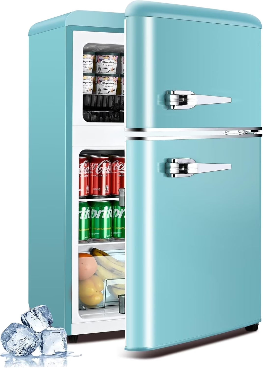 GGTB 3.0 Cu.ft Two Door Small Refrigerator with Freezer, Compact Retro Mini Refrigerator for Dorm, Office, Bar, RV, Bedroom, Red