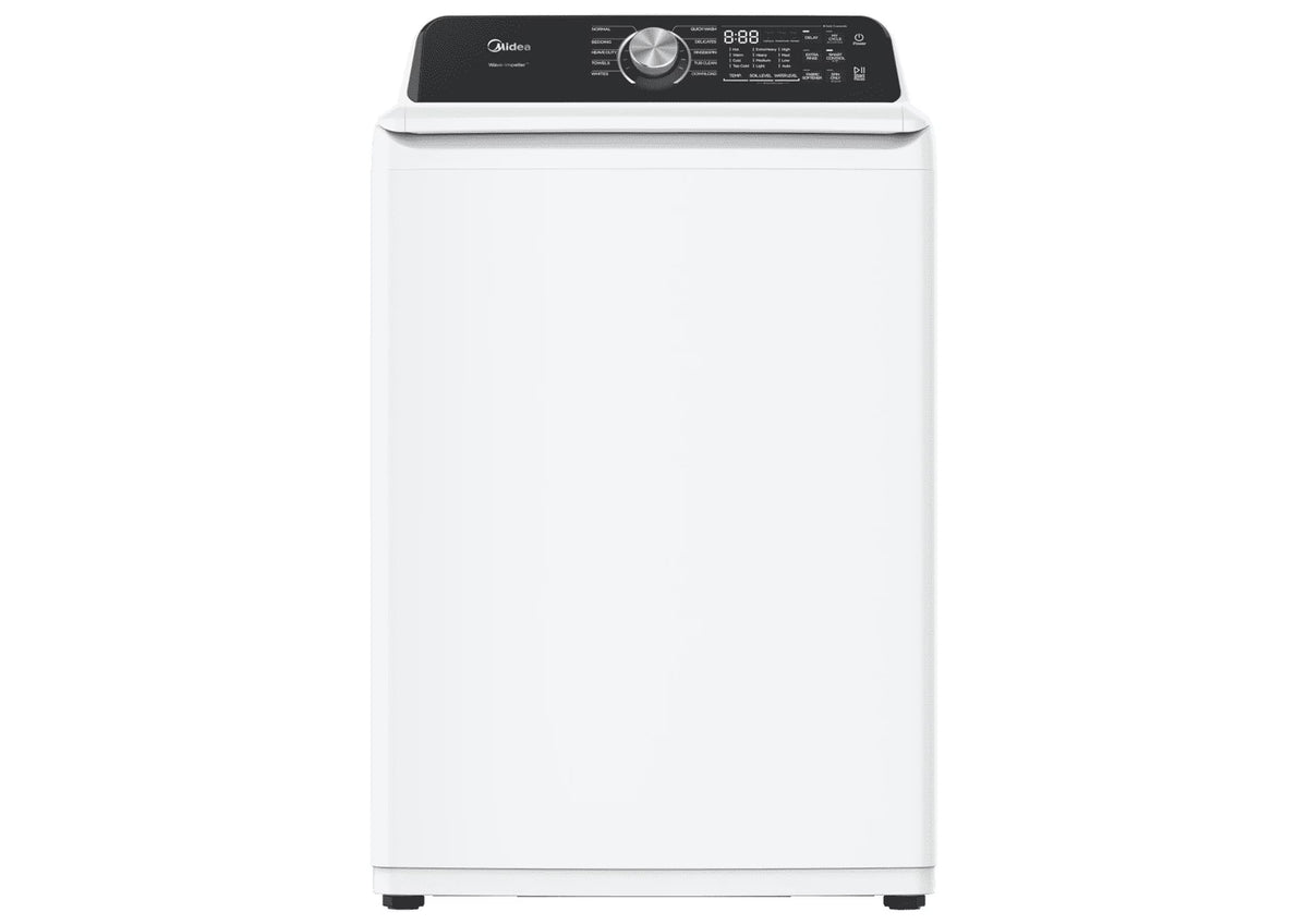 MIDEA 4.5 Cu Ft Smart Top Load Wave-Impeller Washing Machine with Stainless Steel Tub, White