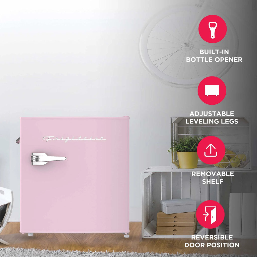 Frigidaire 1.6 Cu ft. Retro Compact Refrigerator with Side Bottle Opener, Coral