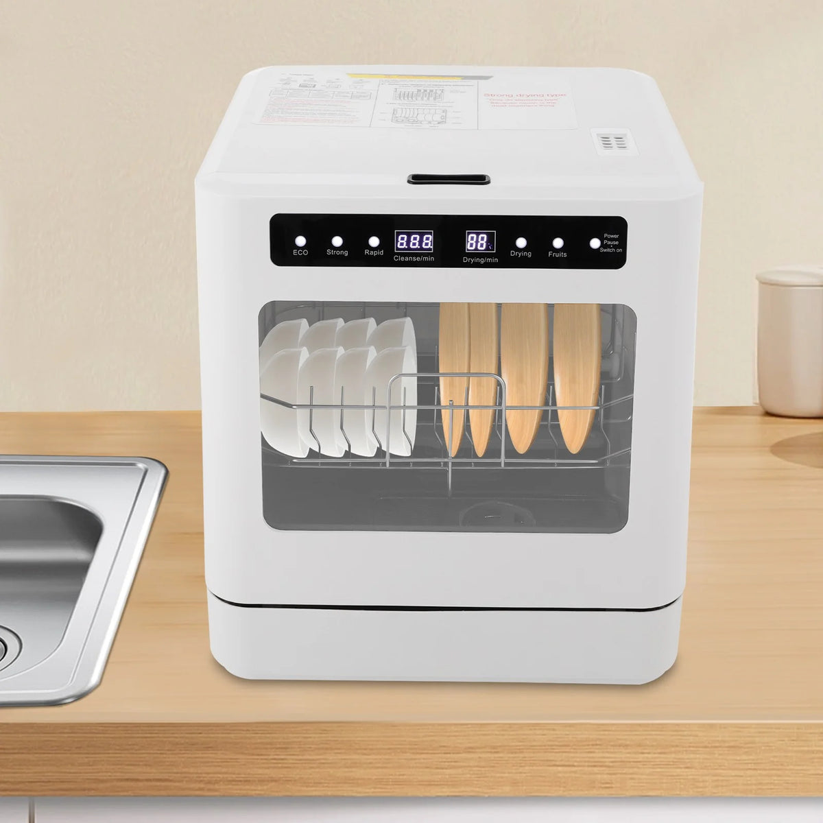 Portable Mini Dishwasher, Countertop Dishwasher, Household Mini Dishwasher for Homes, Kitchens, Small Houses, Apartments, Dormitories