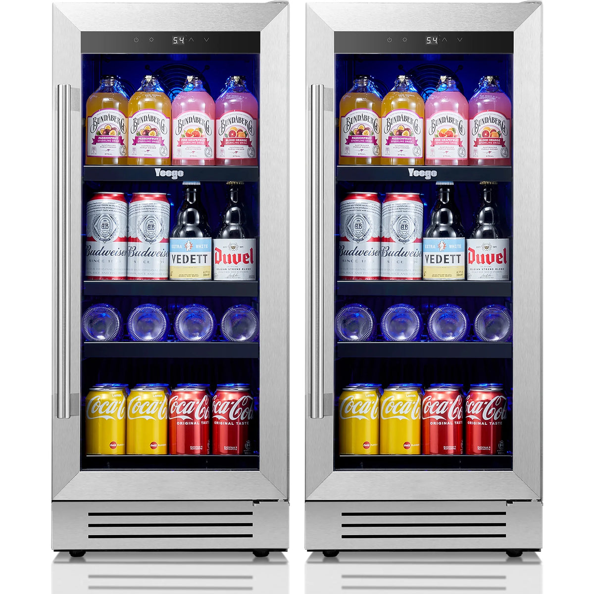 Yeego 30" Wine and Beverage Refrigerator,Two 15" Wine and Beverage Cooler Under Counter or Freestanding, Hold 33 Bottles and 80 Cans(Two Pack)