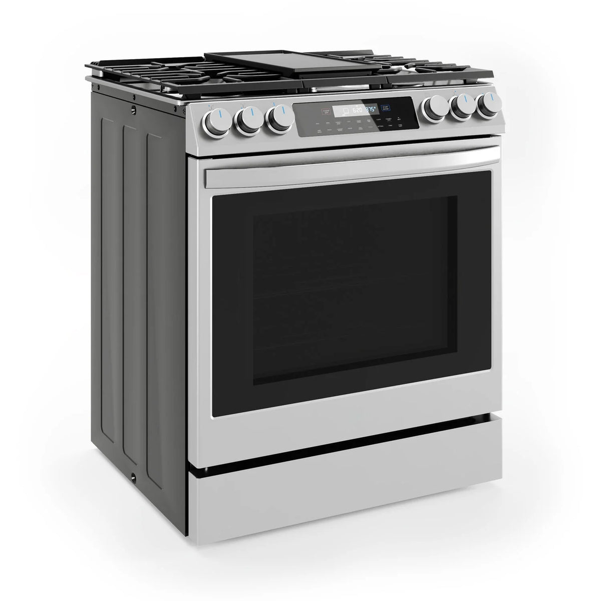 Midea 30-In Slide-In Gas Range with Wi-Fi Connectivity and Fan Convection, Stainless Steel, MGS30S2AST