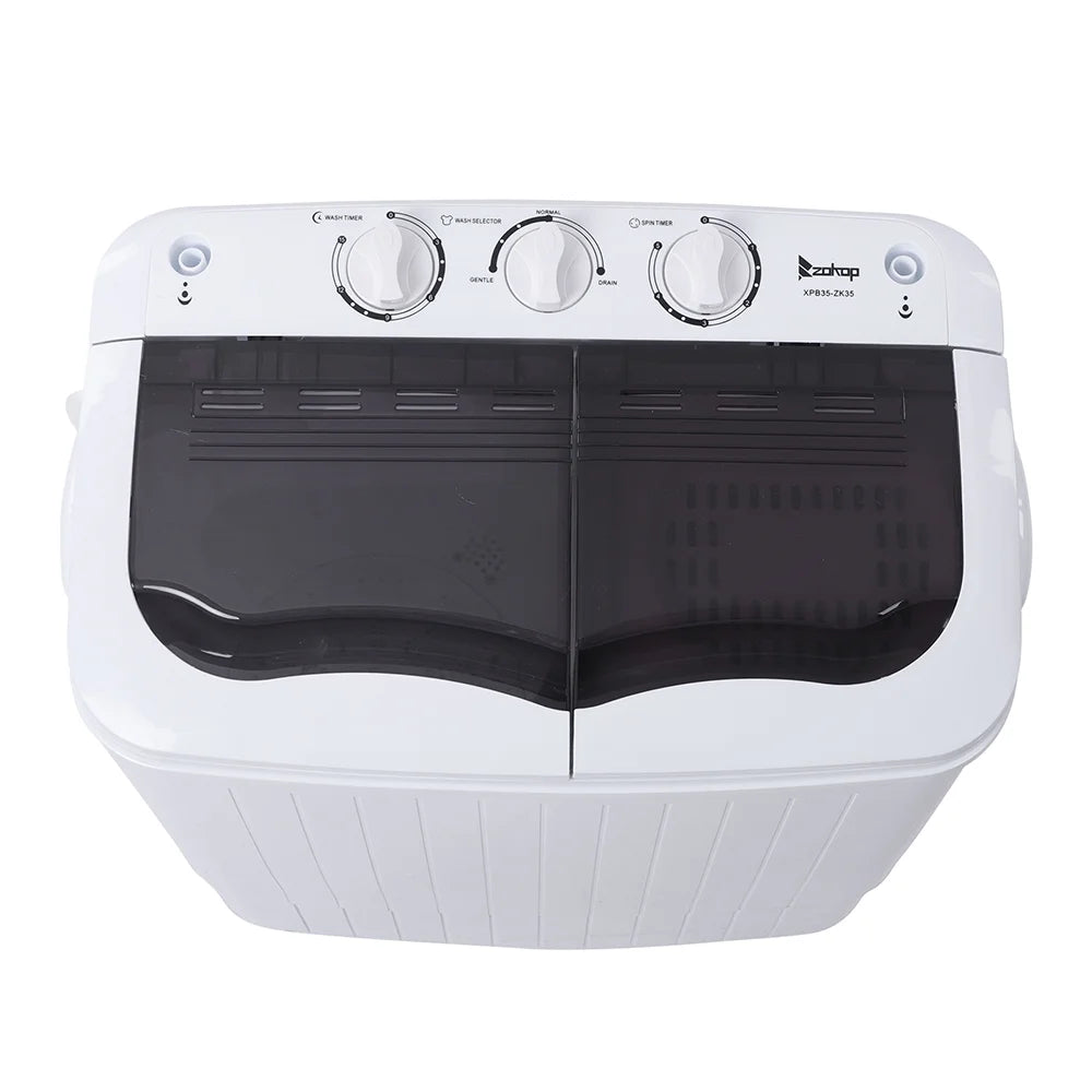Compact Twin Tub with Built-in Drain Pump XPB35-188S 14.3(7.7 6.6)lbs Semi-automatic Gray Cover Washing Machine