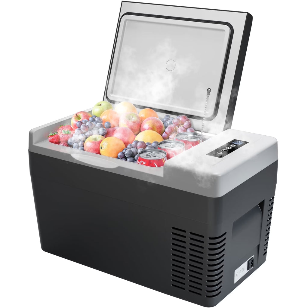 Simzlife 12 Volt 19QT(18L) Portable Car Refrigerator, -4℉~50℉, 12/24V DC & 110-240V AC, Mini Fridge for RV Camping, Travel, Truck, Home, Black