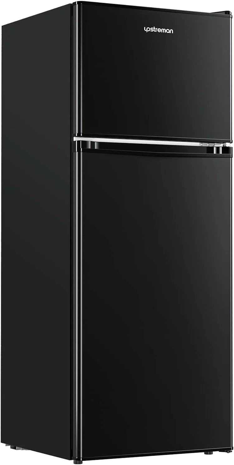 Upstreman 3.1 Cu.Ft Mini Fridge with Freezer, Double Door Small Fridge, Dorm Essentials, Adjustable Thermostat, Energy Saving, Mini Refrigerator for Office, Dorm,Bedroom, Stainless