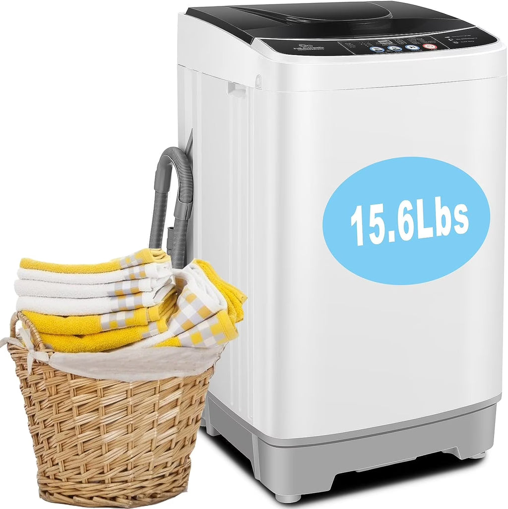 Qhomic Portable Washing Machine, 15.6lbs Dryer & Washer Combo, 10 Programs 8 Water Level Fully Automatic Washing Machine for RVs, Apartments, Home