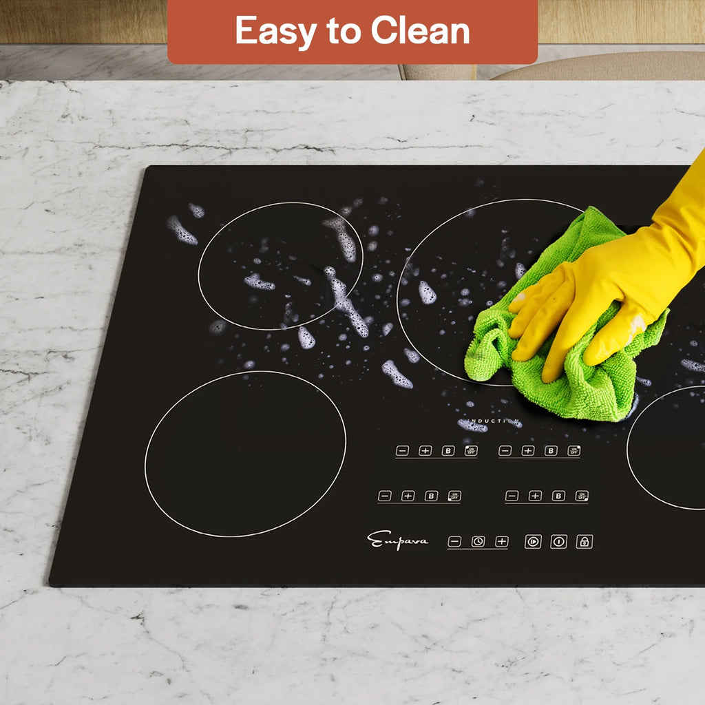 Empava 30 inch Electric Stove Induction Cooktop with 4 Boost Burners Smooth Surface Vitro Ceramic Glass in Black