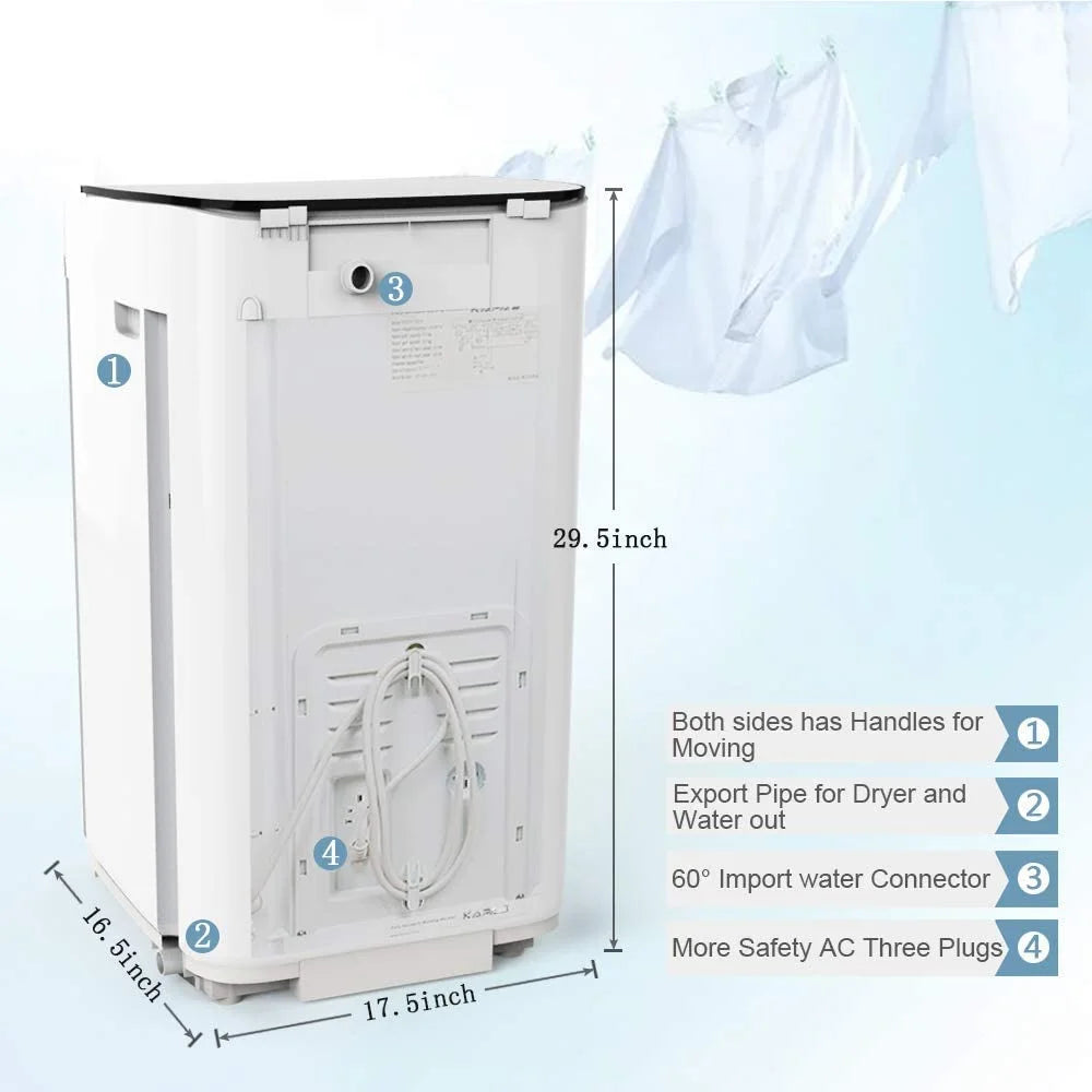 KAPAS KPS35-735H2 8 lbs Top Load Washing Machine with Built-in Pump and Long Drain Hose