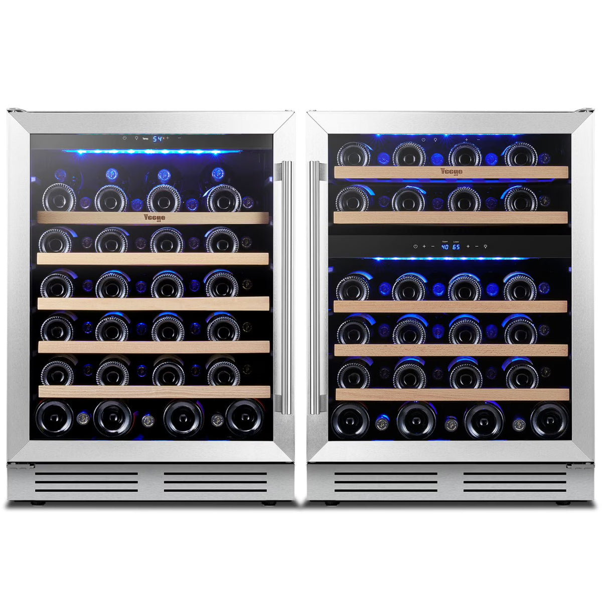 Yeego 30" Wine and Beverage Refrigerator,Two 15" Wine and Beverage Cooler Under Counter or Freestanding, Hold 33 Bottles and 80 Cans(Two Pack)