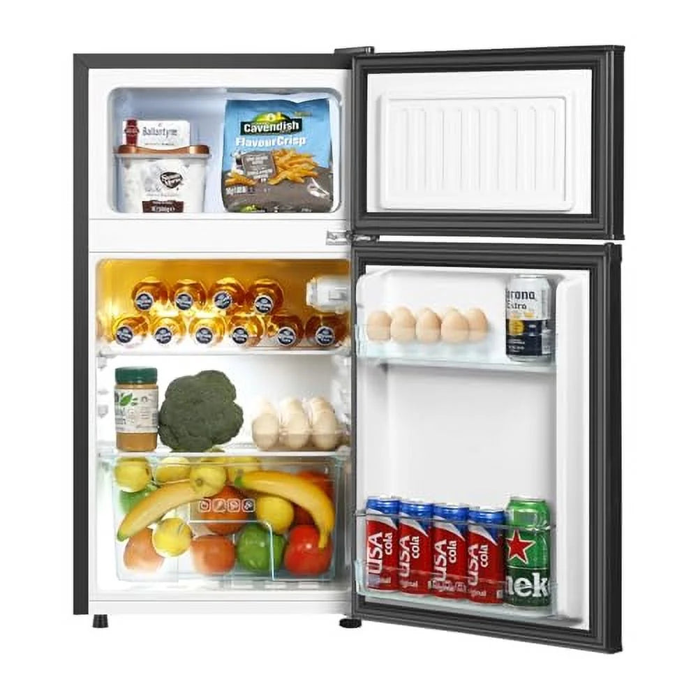 Mini Fridge With Freezer,3.2 Cu.Ft Compact Refrigerator,Mini Refrigerator With 2 Doors For Bedroom,Office,Kitchen,Apartment,Dorm(sliver)